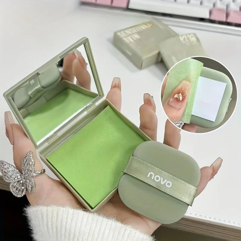 Portable Oil Blotting Sheets with Mirror and Puff