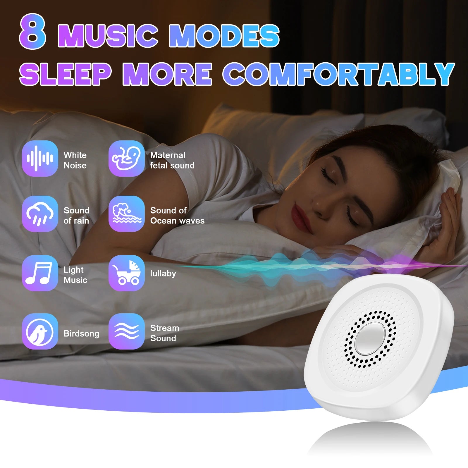 Portable White Noise Sound Machine for Sleep and Travel - 9