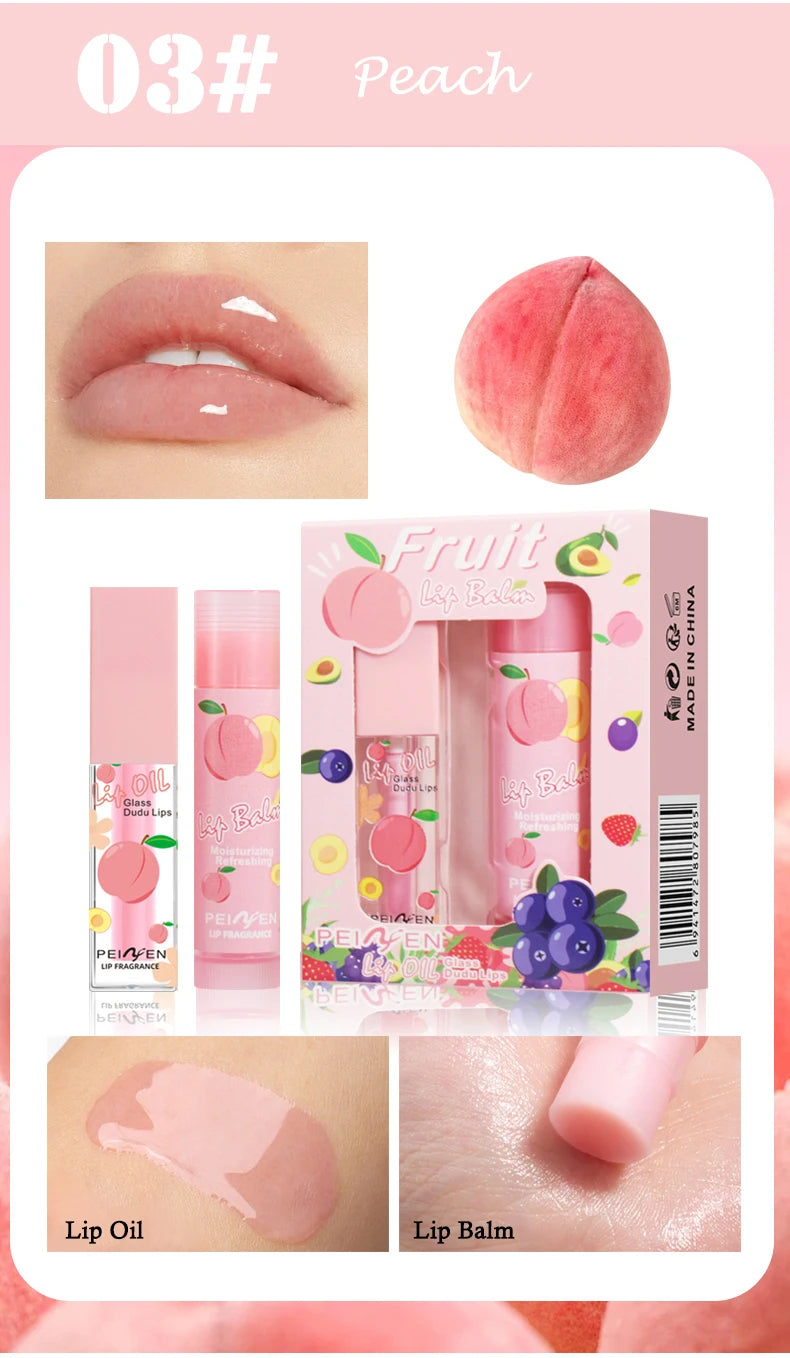 Fruit Scented Moisturizing Lip Oil and Balm Set