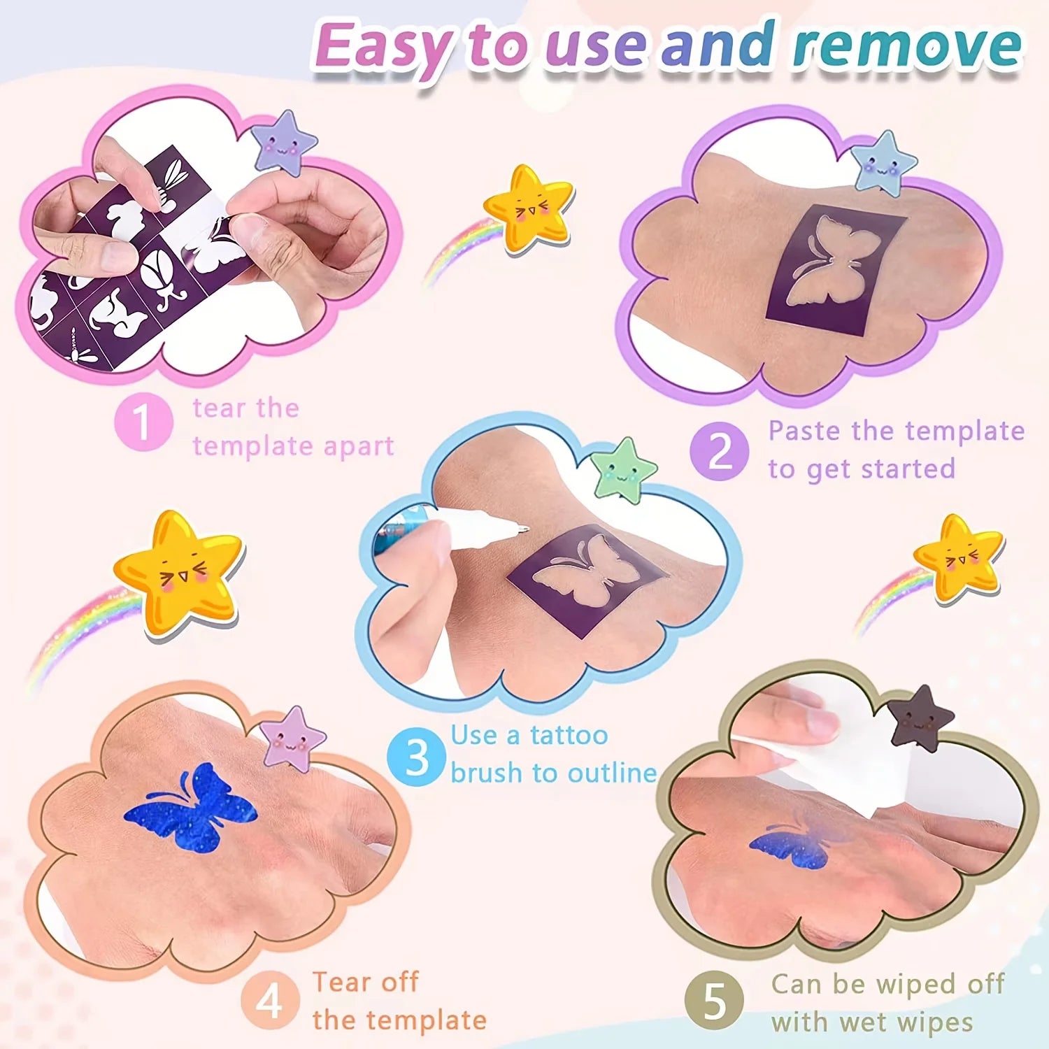 Temporary Tattoo Marker Pen Set with Stencils - 4