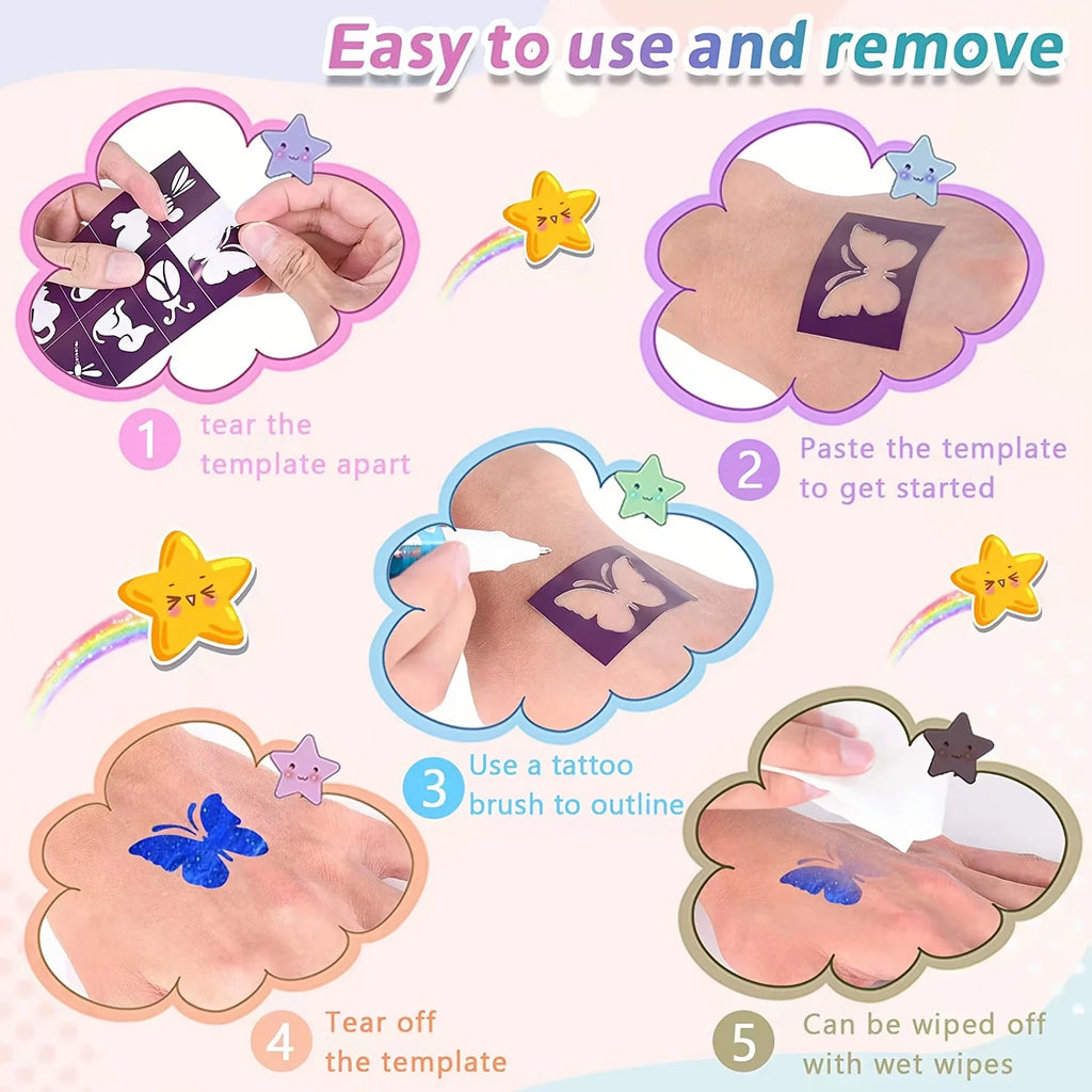 Temporary Tattoo Marker Pen Set with Stencils