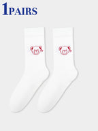 Creative Teddy Bear Embroidered Crew Socks