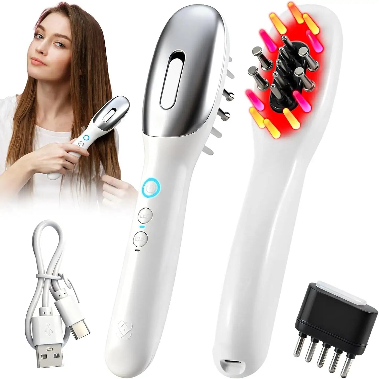 Electric EMS Scalp Massager and Hair Growth Comb - 1