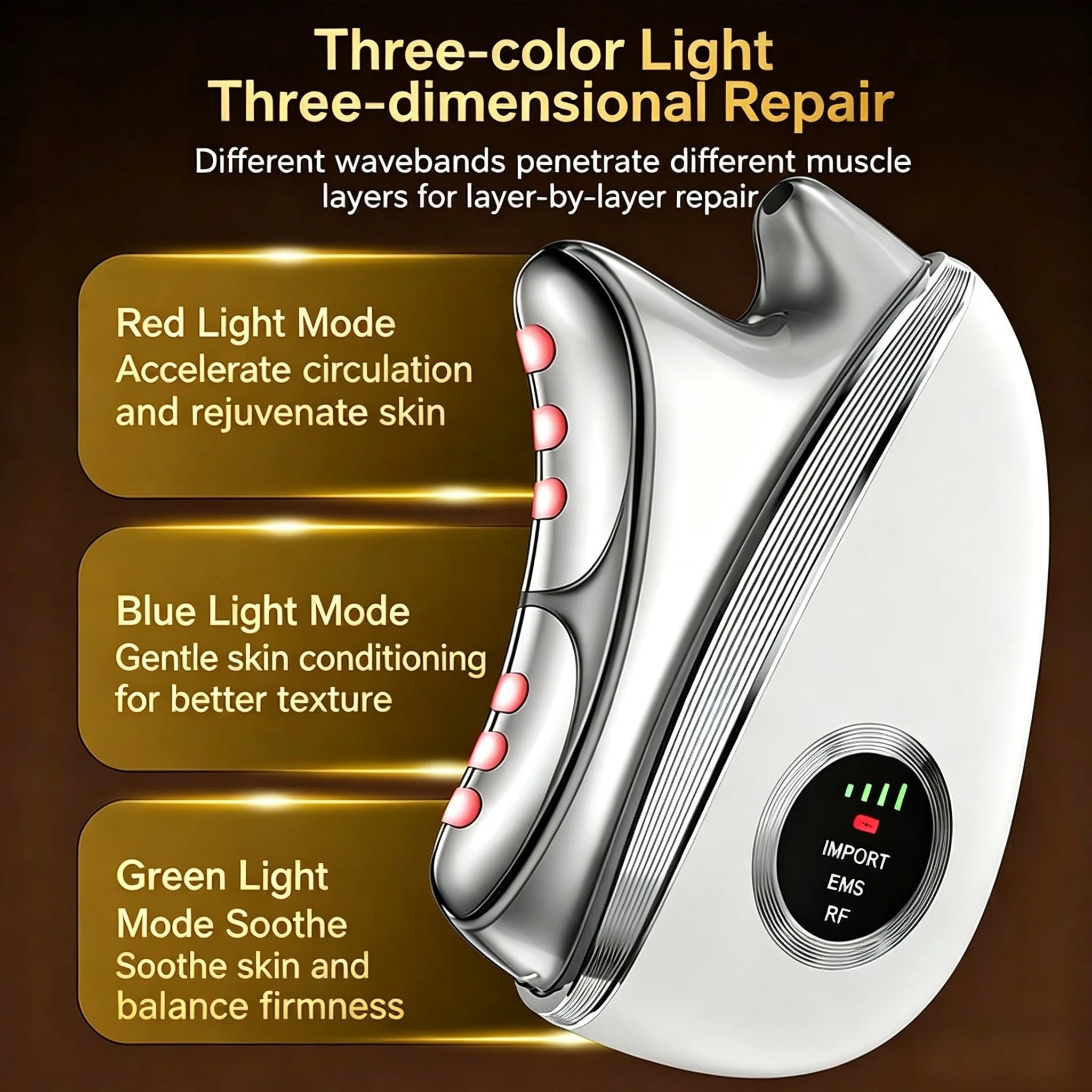 3-in-1 LED Facial Sculpting Wand for Skin Rejuvenation - 12