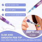 12-Piece Waterproof Nail Art Graffiti Marker Pens for DIY Designs