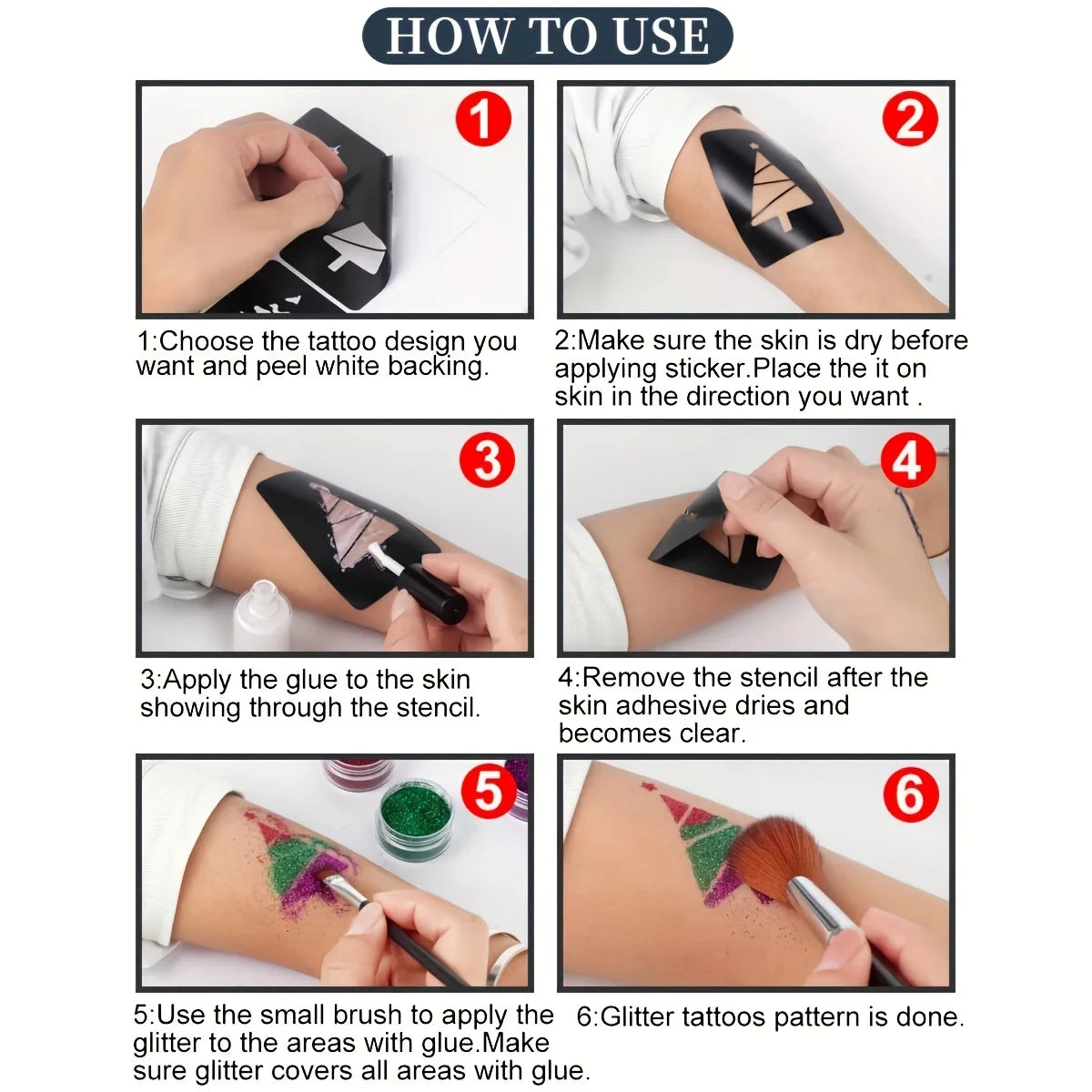 DIY Glitter Temporary Tattoo and Body Art Kit - 14