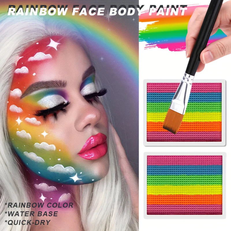 Rainbow Face and Body Paint Kit for Halloween and Parties - 3