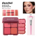 4-Color Matte Blush Palette with Soft Makeup Brush