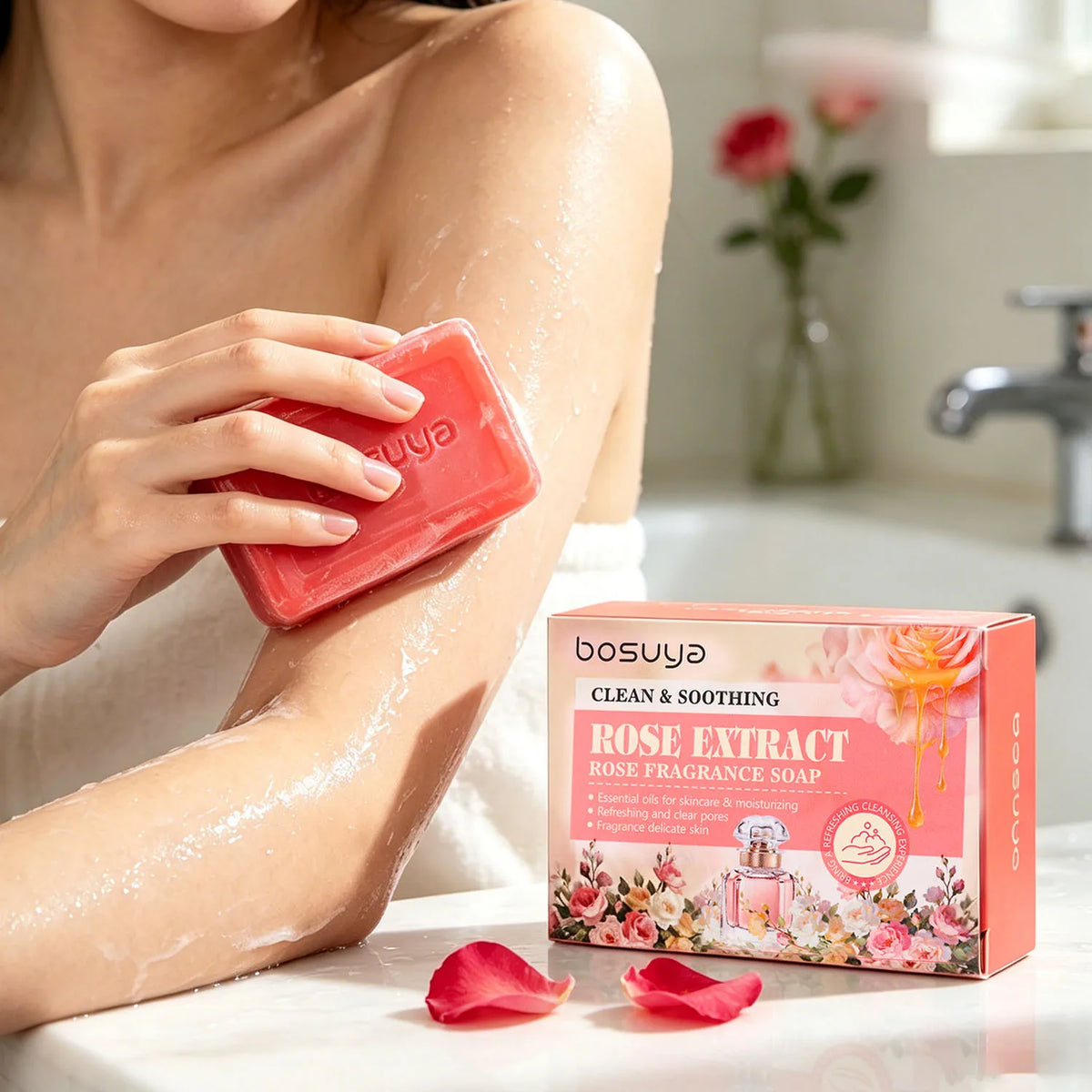Hydrating Rose Essence Bar Soap for Gentle Skin Cleansing