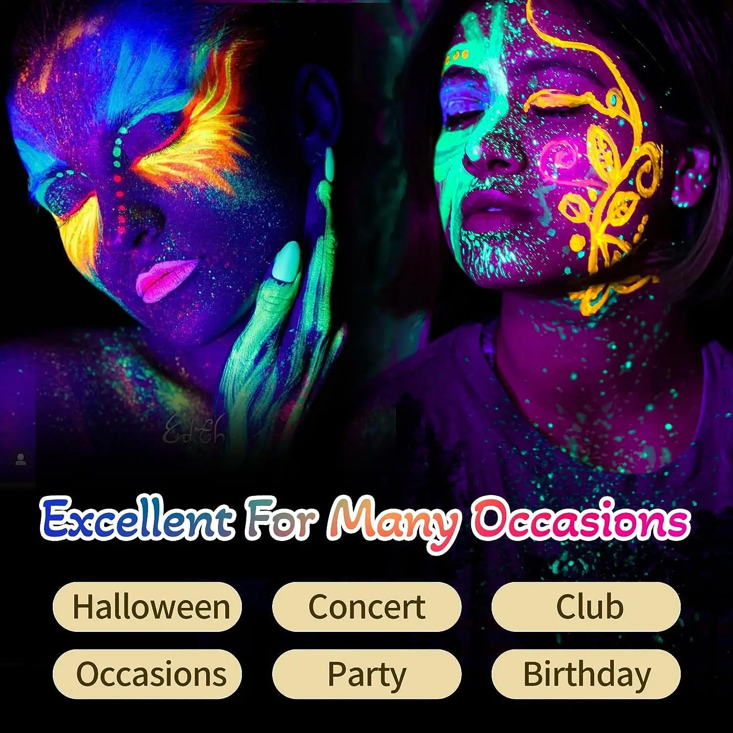 10-Color UV Glow Face and Body Paint Palette - 7