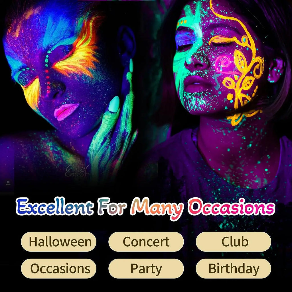 10-Color UV Glow Face and Body Paint Palette