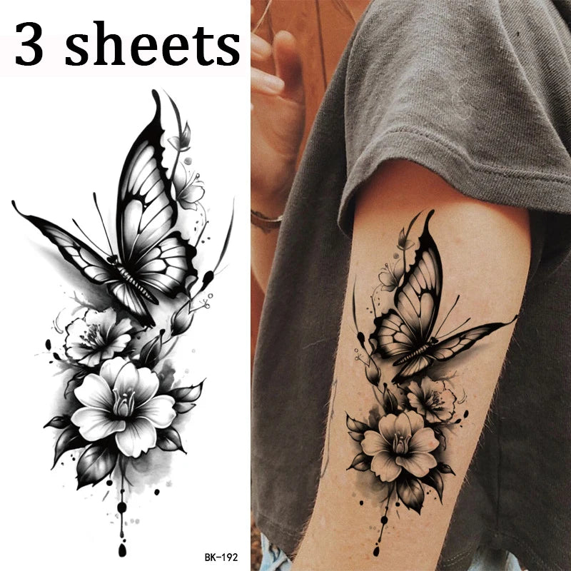 Semi-Permanent Butterfly Temporary Tattoo Set - 9
