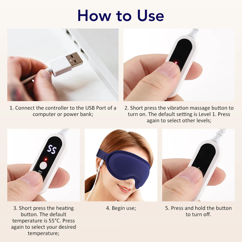 Heated Vibrating Eye Massager for Stress Relief - 15
