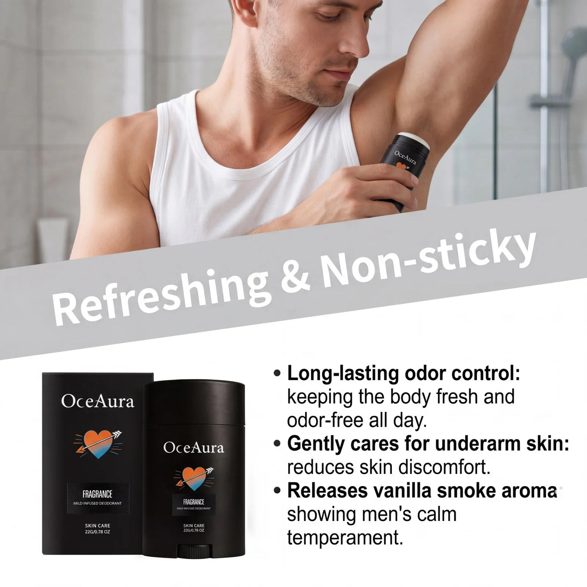 Long-Lasting Men's Natural Deodorant Stick