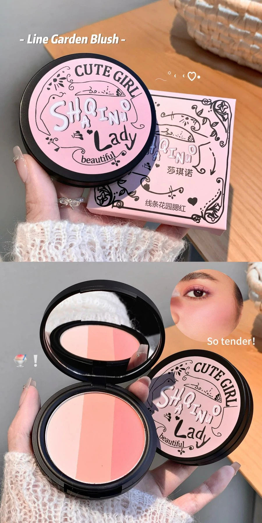 Triple-Tone Gradient Matte Highlighter and Blush Palette