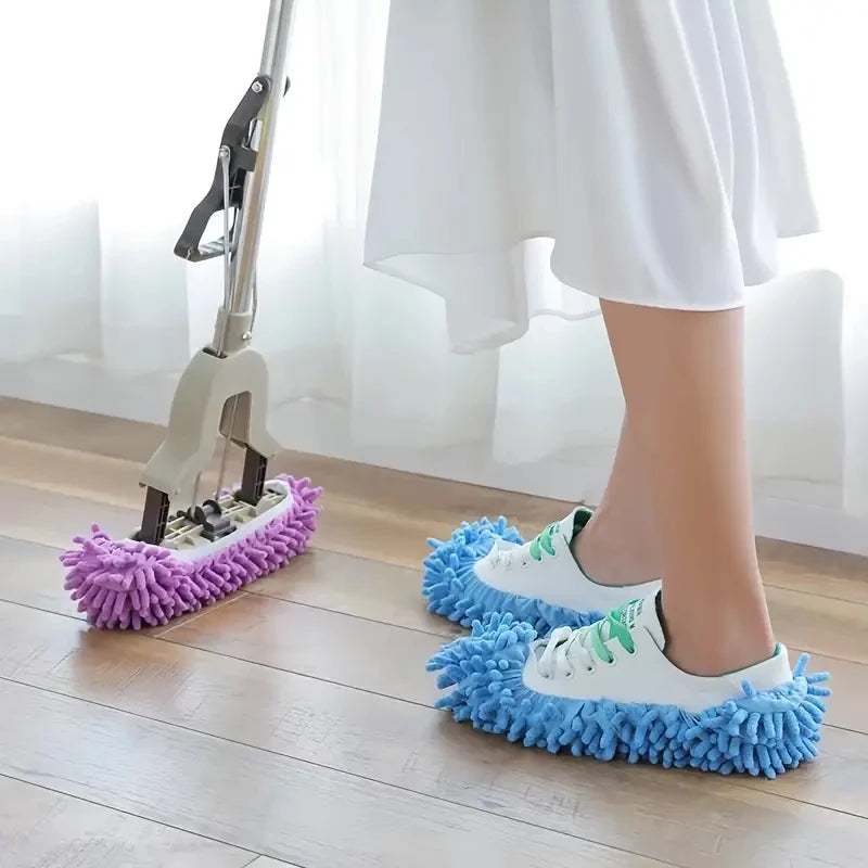 Chenille Microfiber Mop Shoe Covers for Hands-Free Floor Cleaning
