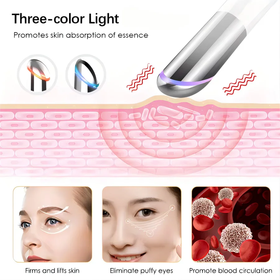 3-in-1 LED Photon Eye Massager for Dark Circles and Puffiness