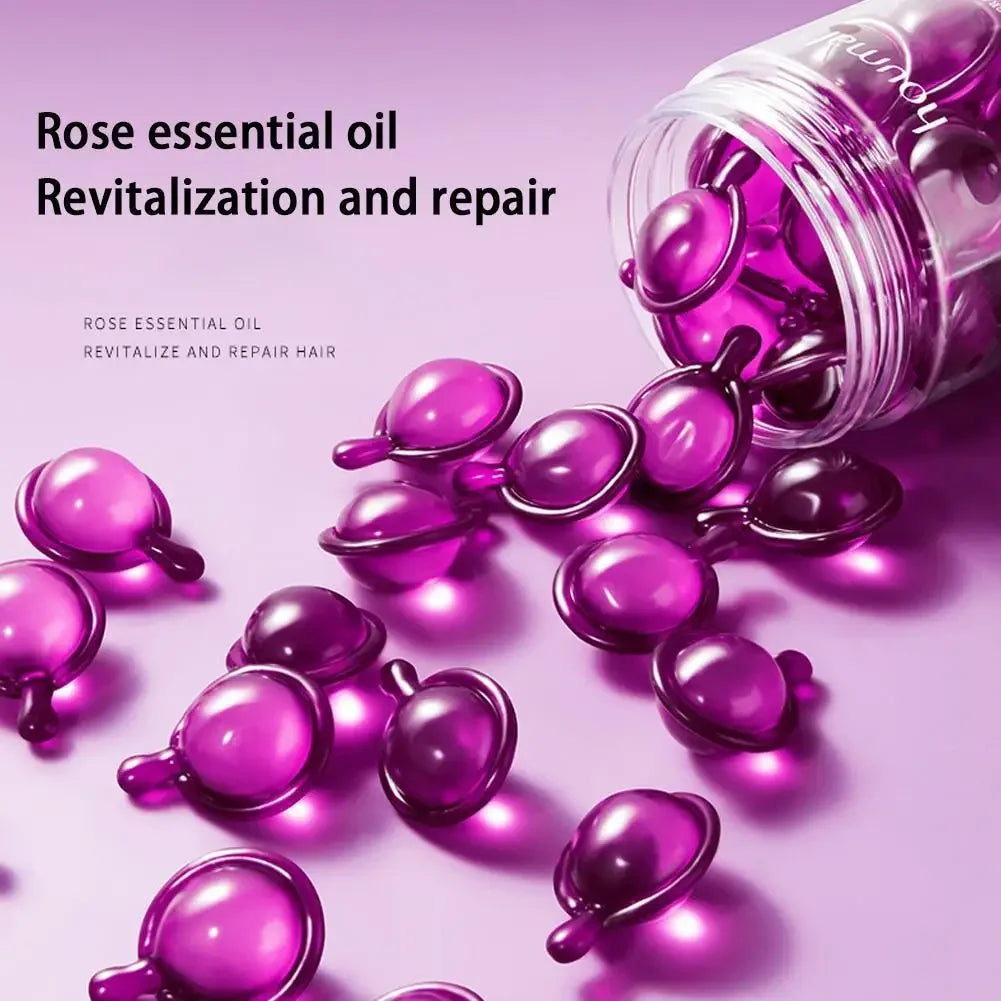Rose Essential Oil Hair Repair Capsules for Dry Frizzy Hair