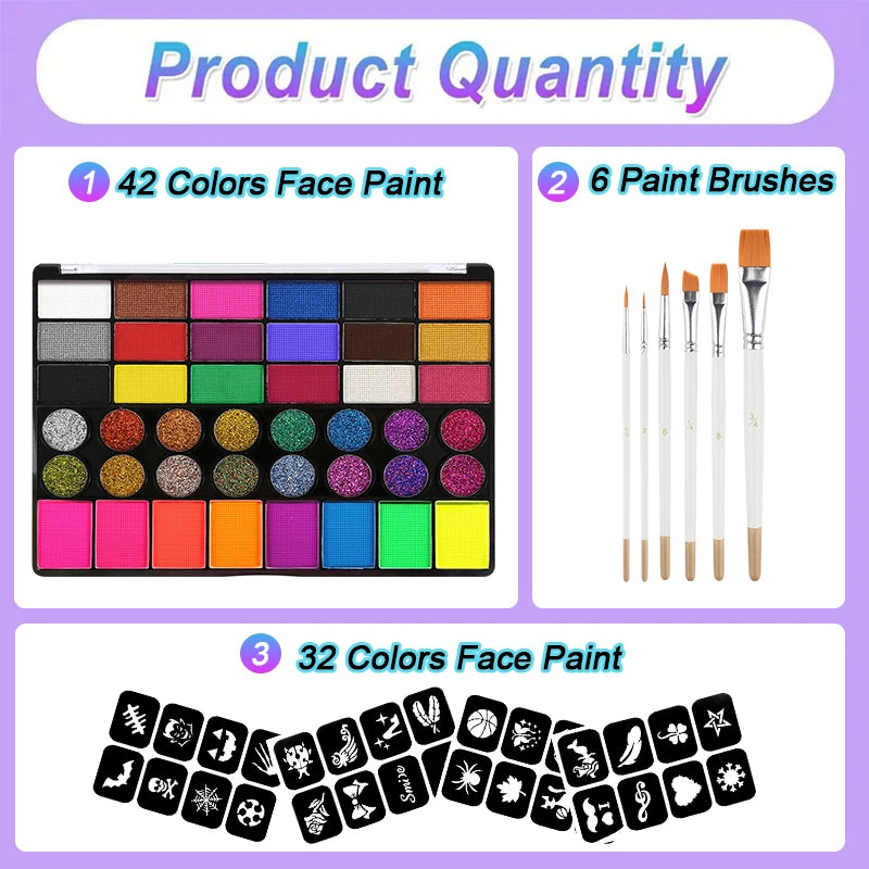 42-Color Professional Face and Body Paint Palette - 4