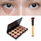 15-Color Professional Facial Concealer Palette and Brush
