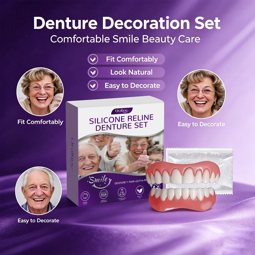 Cosmetic Silicone Denture Set for Instant Natural Smile