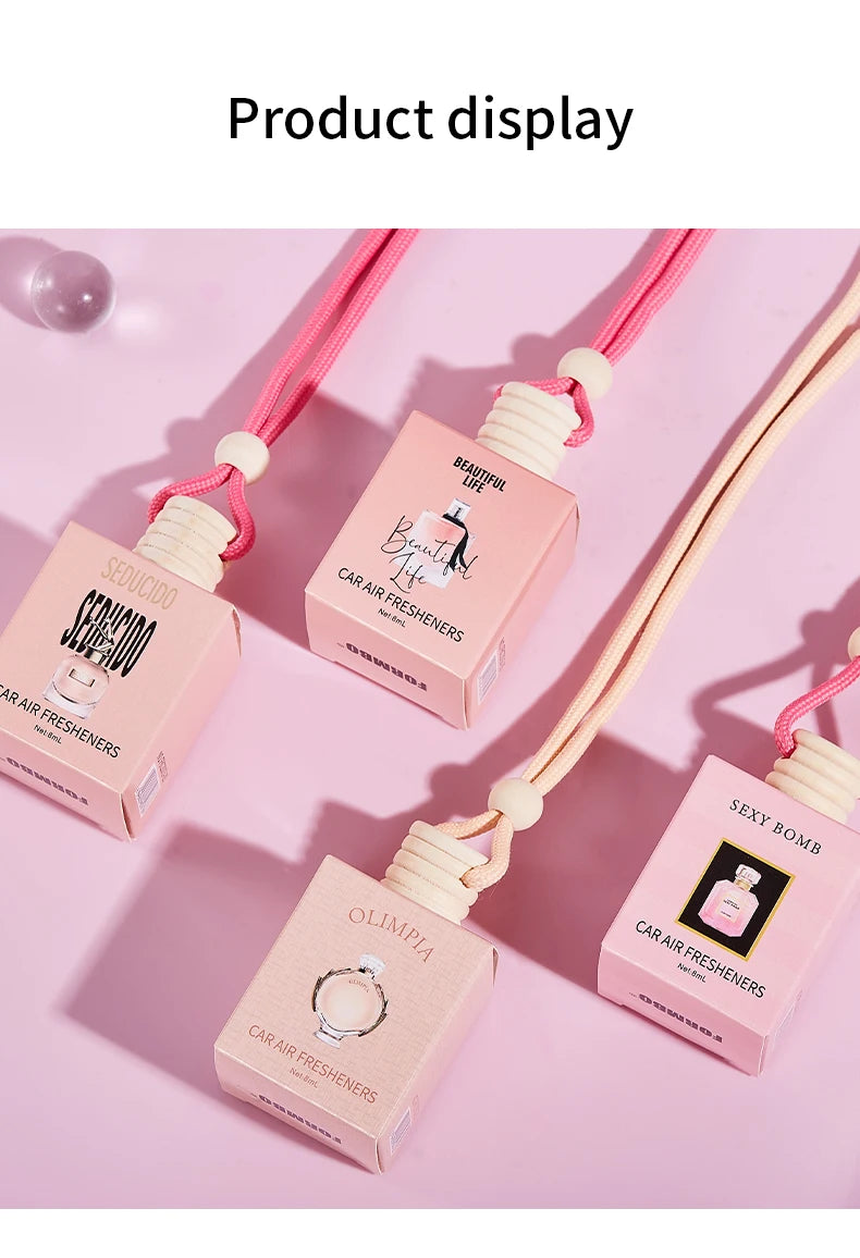 Pink Hanging Car Air Freshener Perfume Bottle