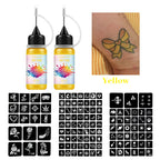 Temporary Tattoo Ink Kit with Stencils for DIY Body Art