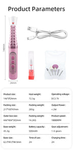 Portable Cordless Electric Nail Drill Kit