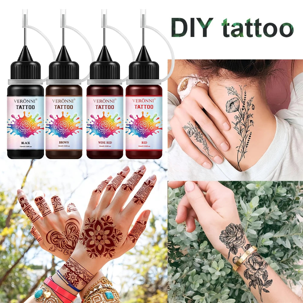 Waterproof DIY Temporary Tattoo Ink Kit with Stencils