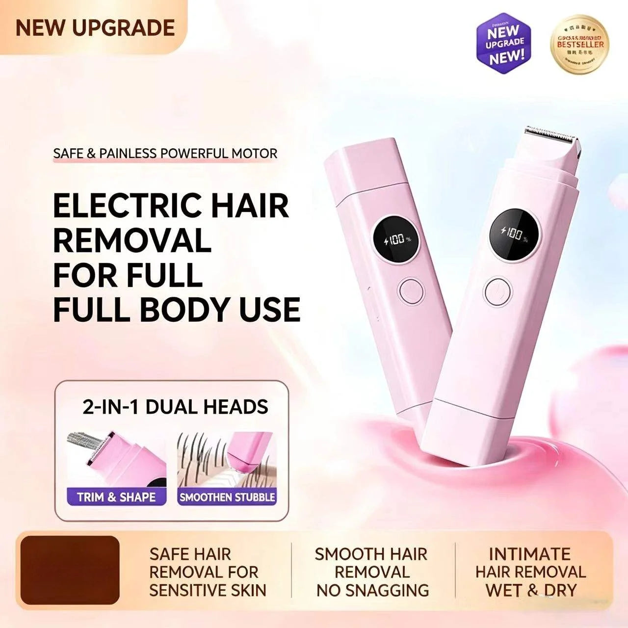 2-in-1 Painless Electric Shaver for Full Body Hair Removal - 5
