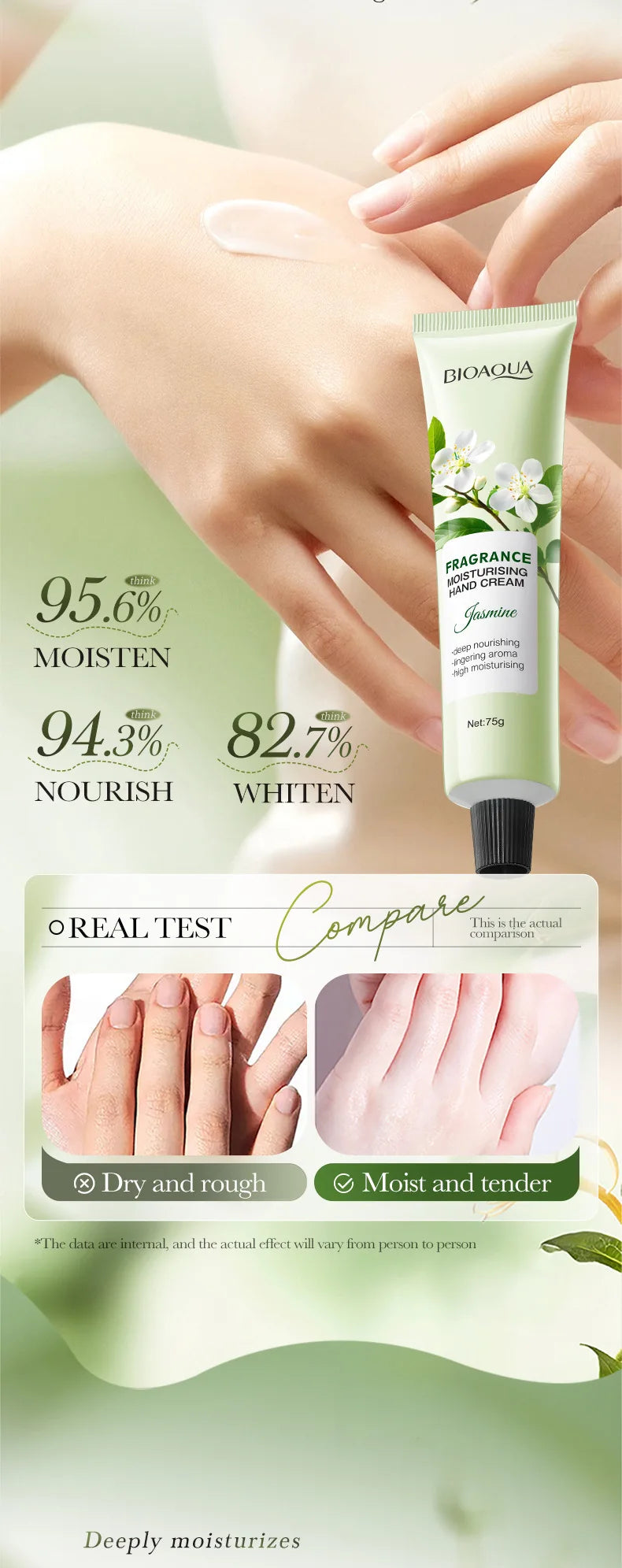 Jasmine Nourishing Hand Cream for Dry Skin - 10