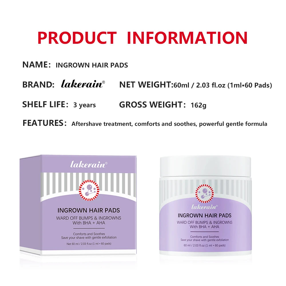 Exfoliating Ingrown Hair and Razor Bump Treatment Pads