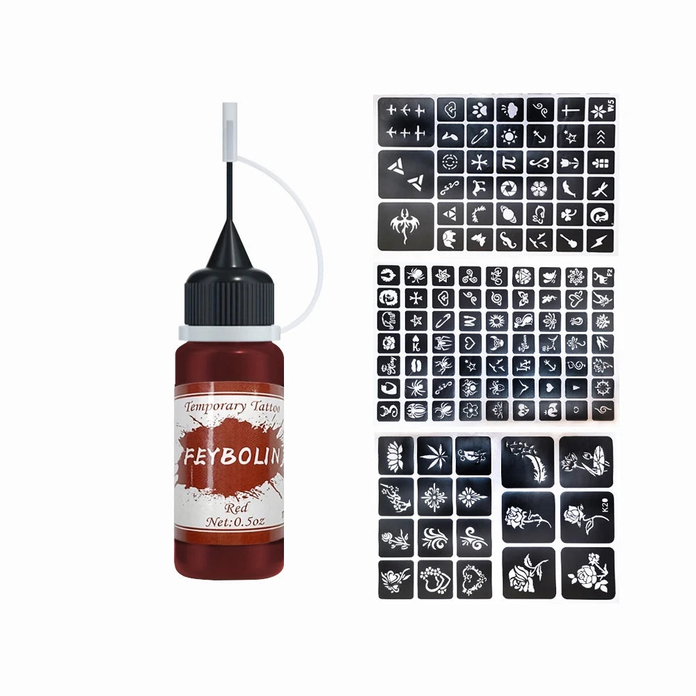 Temporary Tattoo Ink Kit with Stencils