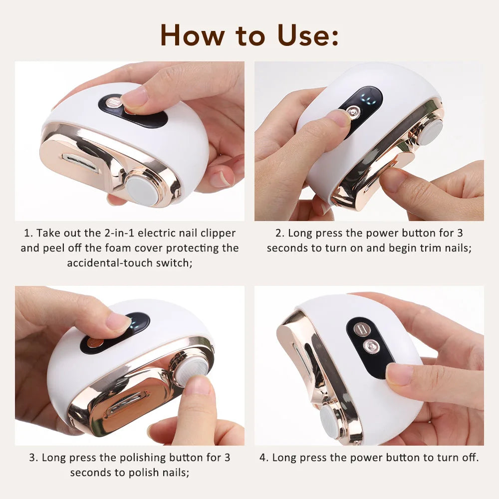 Electric Nail Trimmer and Polisher with LED Light - 8