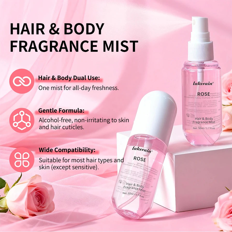 Long-Lasting Vanilla and Rose Hair and Body Fragrance Mist