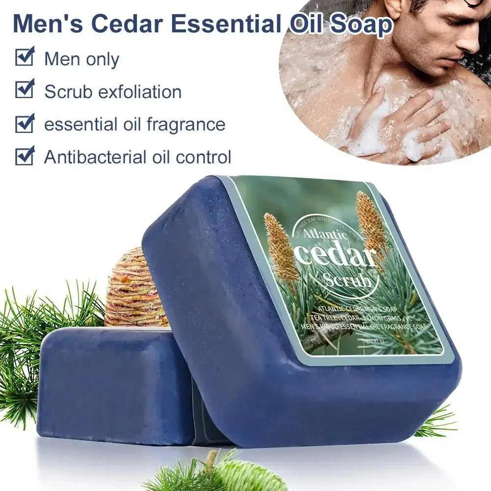 Cedarwood Essential Oil Deep Cleansing Bar Soap for Men