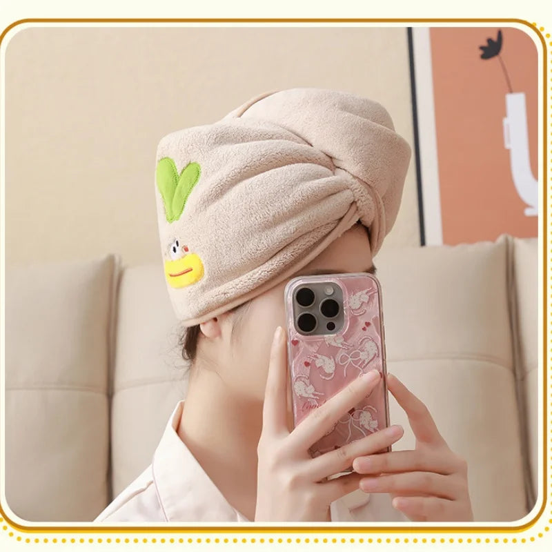 Cute Cartoon Quick-Dry Hair Towel Wrap for Women - 3
