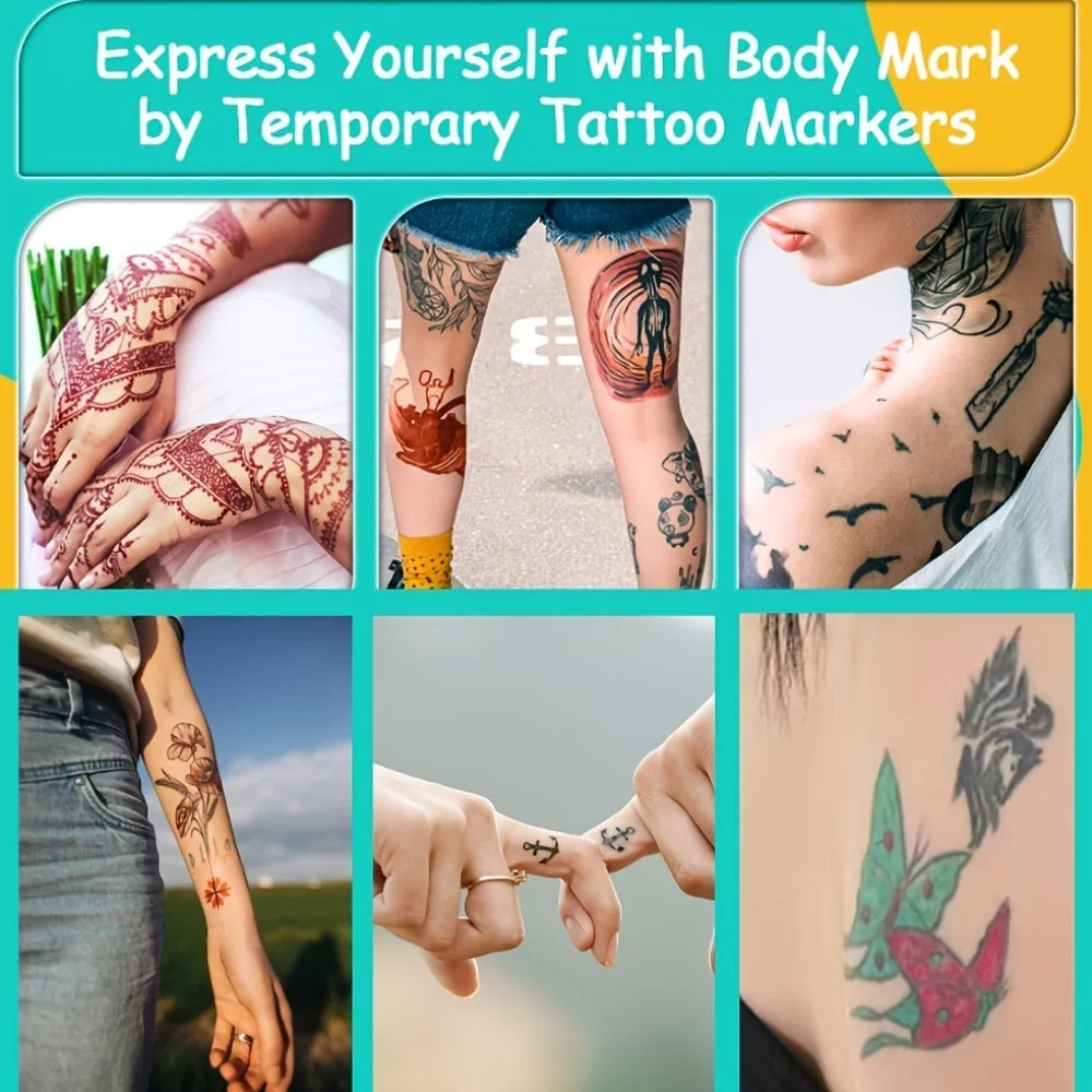 Temporary Body Art Tattoo Marker Pen Set