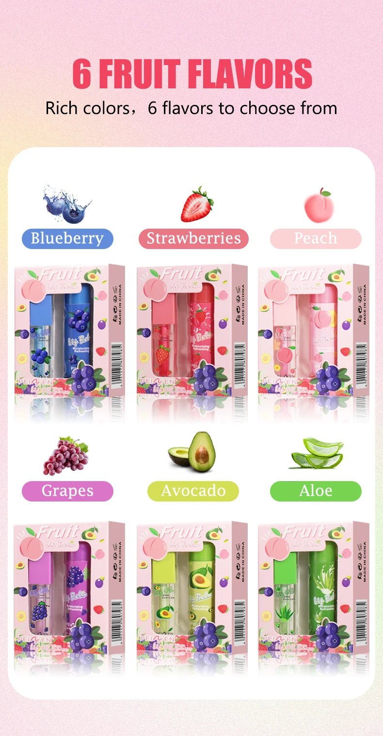 Fruit Scented Moisturizing Lip Oil and Balm Set