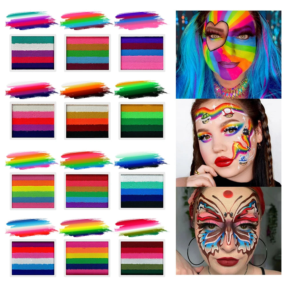 Rainbow Striped Face and Body Paint Palette