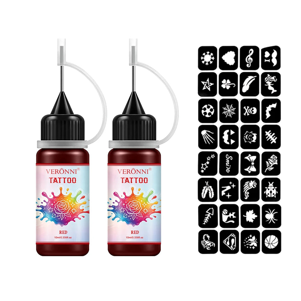 Waterproof Temporary Tattoo Ink Kit with Stencils
