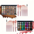 40-Color Professional Eyeshadow Palette with Makeup Brush Set