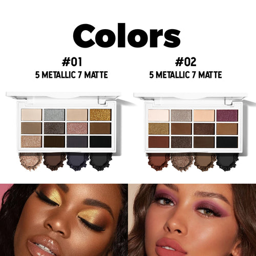 12-Color Neutral Eyeshadow Palette for Smoky and Party Looks