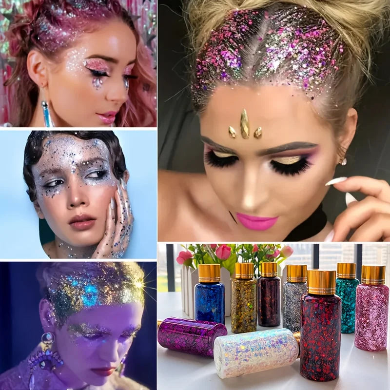 Face and Body Glitter Makeup Set with Application Brush