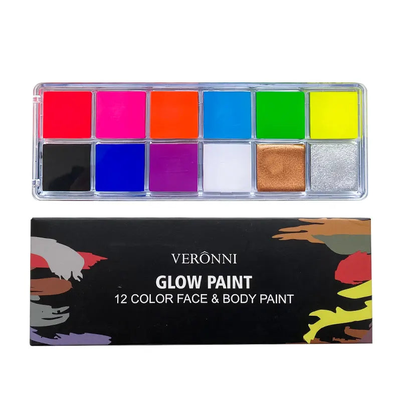 12-Color UV Luminous Face and Body Paint Palette - 1