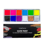12-Color UV Luminous Face and Body Paint Palette