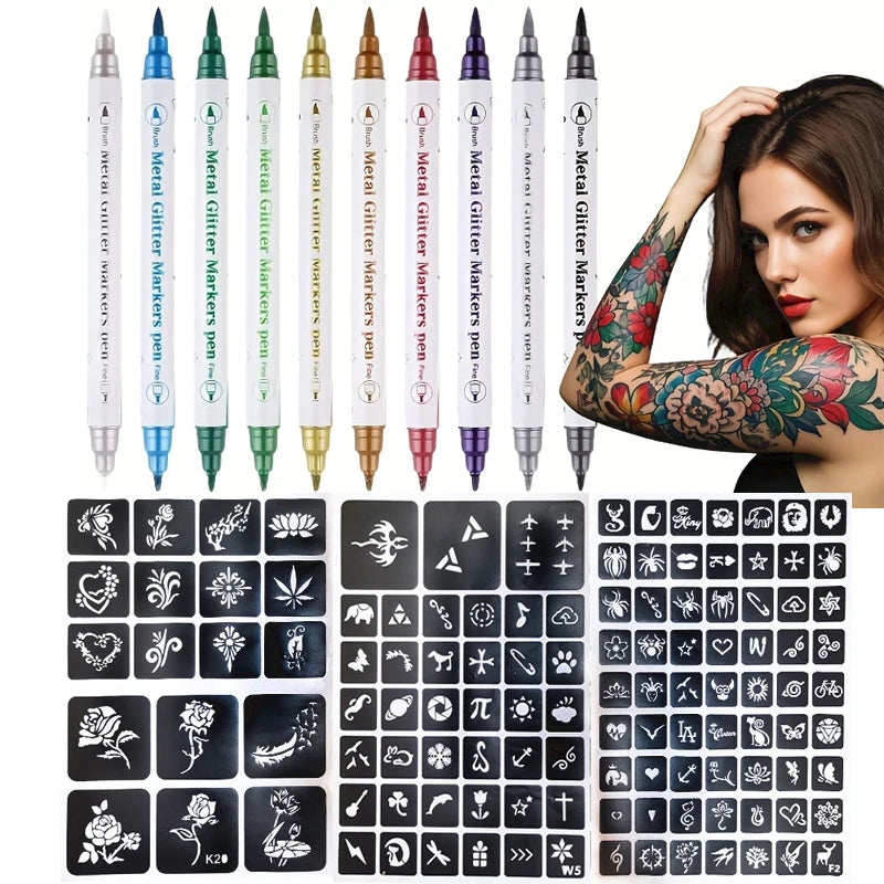 Temporary Body Art Tattoo Marker Pen Set