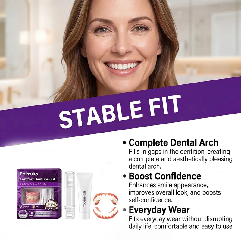 Comfortable Silicone Denture Set for Instant Smile Transformation