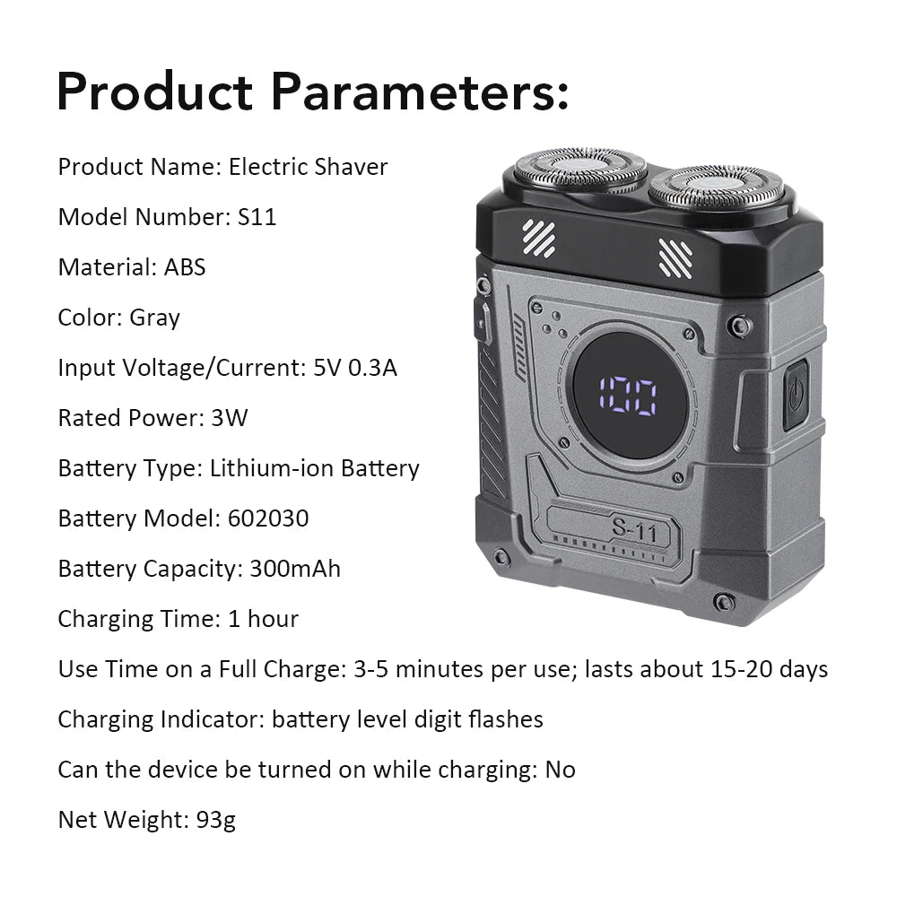 Portable Mini Electric Shaver with Digital Battery Display - 27