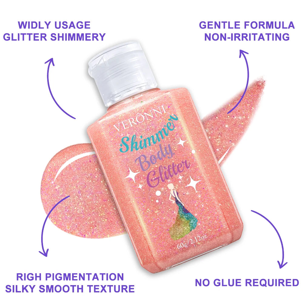 Waterproof Body Shimmer Glitter Gel for Face and Body